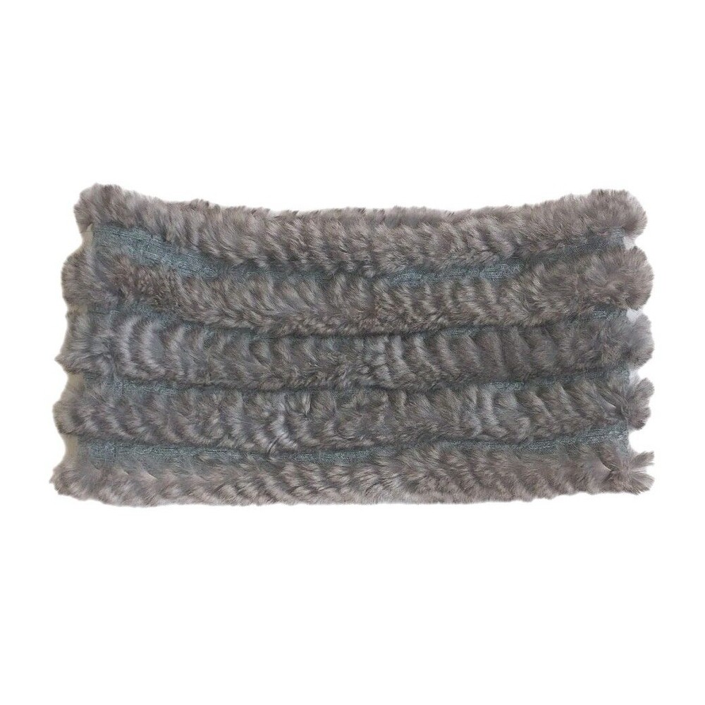 St John Gray 100% Cashmere & Rabbit Natural Fur Infinity Scarf By Marie Grey
